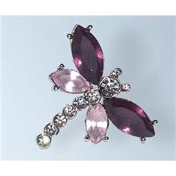 DRAGONFLY PIN BROOCH 24K GOLD SWAROVSKI CRYSTALS