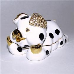 24K GOLD BLACK WHITE PIG BOX SWAROVSKI CRYSTAL JEWELRY