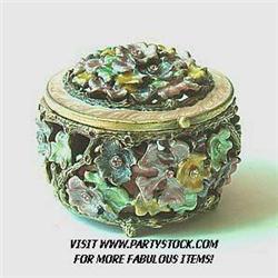 FLOWER TRINKET BOX 24K GOLD AUSTRIAN CRYSTAL PINK