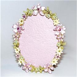 24K GOLD OVAL PINK SWAROVSKI CRYSTAL PHOTO FRAME