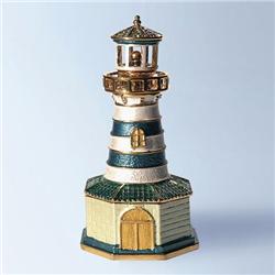 GOLD SWAROVSKI CRYSTAL JEWELRY GREEN LIGHTHOUSE BOX