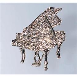 GRAND PIANO PIN BROOCH 24K GOLD SWAROVSKI CRYSTAL
