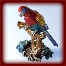 GOLD SWAROVSKI CRYSTAL PARROT JEWELRY TRINKET BOX