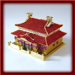 CHINESE PALACE GOLD & CRYSTAL JEWELRY TRINKET BOX