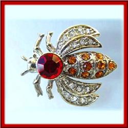 BUMBLE BEE PIN BROOCH 24K GOLD SWAROVSKI CRYSTALS