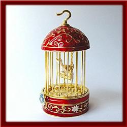 24K GOLD AUSTRIAN CRYSTAL CANARY BIRD JEWELRY BOX