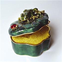 FROG & LADYBUG 24K GOLD CRYSTALS JEWELRY RING BOX