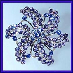 STAR FLOWER PIN BROOCH 24K GOLD SWAROVSKI CRYSTAL