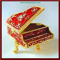 PIANO! GOLD SWAROVSKI CRYSTAL JEWELRY TRINKET BOX