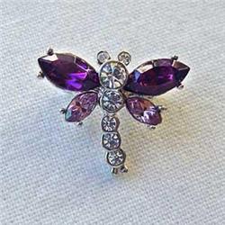 DRAGONFLY PIN BROOCH 24K GOLD SWAROVSKI CRYSTALS