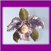 Image 1 : PEARL ORCHID PIN BROOCH GOLD & SWAROVSKI CRYSTALS