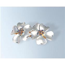 BARETTE HAIR CLIP 24K GOLD CRYSTAL SWAROVSKI PIN PLUMERIA 