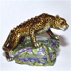 LEOPARD JAGUAR GOLD SWAROVSKI CRYSTAL JEWELRY BOX