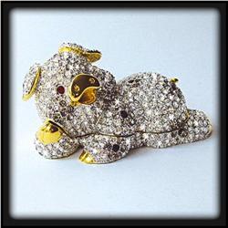 24K GOLD SWAROVSKI CRYSTAL JEWELRY LAZY PIG BOX PIGGY