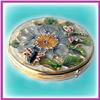 Image 1 : GOLD SWAROVSKI CRYSTAL COMPACT PURSE MIRROR FLOWER 24K