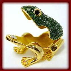 GREEN FROG 24K GOLD SWAROVSKI CRYSTAL JEWELRY BOX   D-080 GN