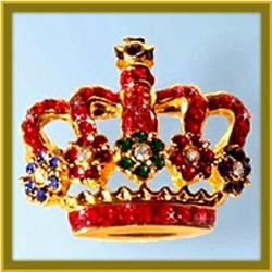 ROYAL CROWN PIN BROOCH 24K GOLD SWAROVSKI CRYSTAL