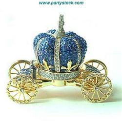 CROWN CARRIAGE GOLD SWAROVSKI CRYSTAL TRINKET BOX