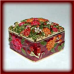 RED ROSE 24K GOLD  SWAROVSKI CRYSTALS JEWELRY BOX