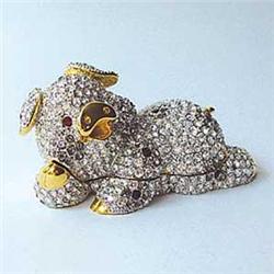 24K GOLD SWAROVSKI CRYSTAL! JEWELRY PIGGY PIG BOX