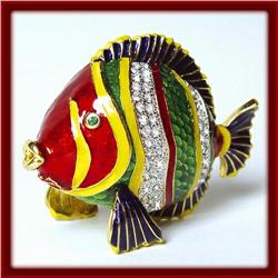 RAINBOW REEF FISH 24K GOLD SWAROVSKI CRYSTALS BOX