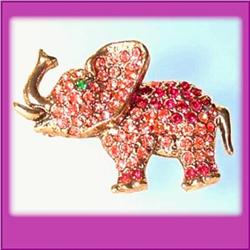 ELEPHANT 24K GOLD & SWAROVSKI CRYSTALS PIN BROOCH