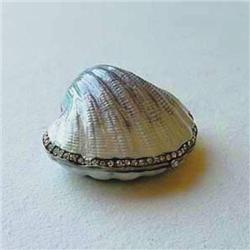 SEASHELL BOX W/CRAB! 24K GOLD SWAROVSKI CRYSTALS!