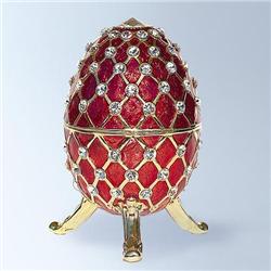 24K GOLD FABERGE EGG BOX RED SWAROVSKI CRYSTAL JEWELRY