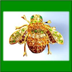 BEE PIN BROOCH 24K GOLD SWAROVSKI CRYSTALS YELLOW