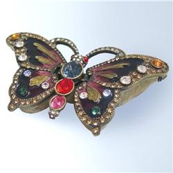 24K GOLD BUTTERFLY SWAROVSKI CRYSTAL JEWELRY BOX   D-570 RD