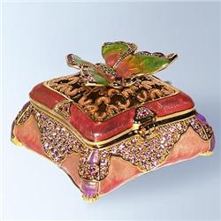 24K GOLD 3D BUTTERFLY BOX SWAROVSKI CRYSTAL JEWELRY D-1411