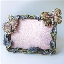  BUTTERFLY ART DECO 24K GOLD CRYSTALS PHOTO FRAME
