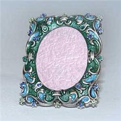 MINI OVAL FRAME 24K GOLD SWAROVSKI CRYSTALS GREEN