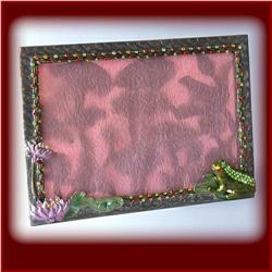 24K GOLD 3D FLOWER SWAROVSKI CRYSTAL PHOTO FRAME FROGS