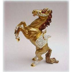 PALOMINO HORSE GOLD SWAROVSKI CRYSTAL JEWELRY BOX