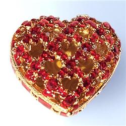24K GOLD RED HEART BOX SWAROVSKI CRYSTAL JEWELRY