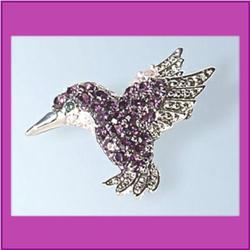 HUMMINGBIRD PIN BROOCH 24K GOLD SWAROVSKI CRYSTAL