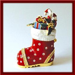 CHRISTMAS STOCKING 24K GOLD SWAROVSKI CRYSTAL BOX