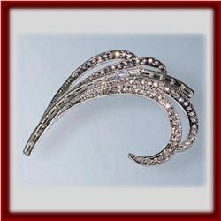 ART SPRAY PIN BROOCH 24K GOLD SWAROVSKI CRYSTALS