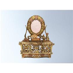 24K GOLD VANITY SWAROVSKI CRYSTAL JEWELRY BOX DOLL   D-1208