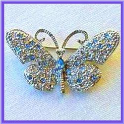 BUTTERFLY PIN BROOCH 24K GOLD SWAROVSKI CRYSTALS