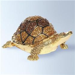 24K GOLD SWAROVSKI CRYSTAL JEWELRY BOX LARGE TURTLE