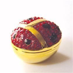 RED LADYBUG GOLD & SWAROVSKI CRYSTALS JEWELRY BOX
