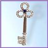 Image 1 : KEY PIN BROOCH 24K GOLD SWAROVSKI CRYSTAL JEWELRY