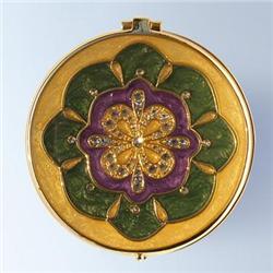 24K GOLD SWAROVSKI CRYSTAL COMPACT PURSE MIRROR NEW