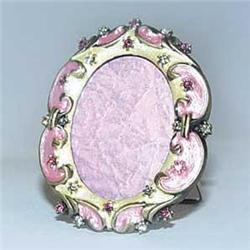 TINY OVAL PHOTO FRAME GOLD SWAROVSKI CRYSTAL PINK