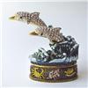 Image 1 : TWIN DOLPHINS 24K GOLD CRYSTAL JEWELRY BOX OCEAN BEACH