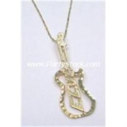 SOLID 14K GOLD ELVIS GUITAR PENDANT NECKLACE 18"