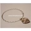 Image 2 : Solid Sterling Silver Link Bracelet w/Heart Charm
