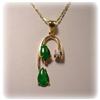Image 1 : 14K GOLD GENUINE JADE DIAMOND PENDANT 16 NECKLACE